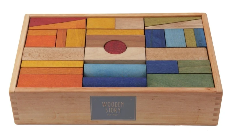 Wooden Story färgade träklossar – 63 delar