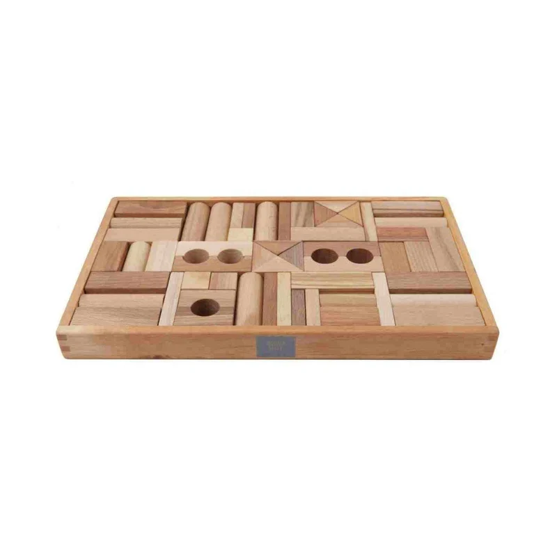Wooden Story träklossar natur – 54 delar i trälåda