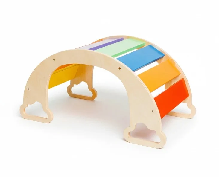 Montessori Schaukel aus Holz – Regenbogen Wippe & Balance Spielzeug
