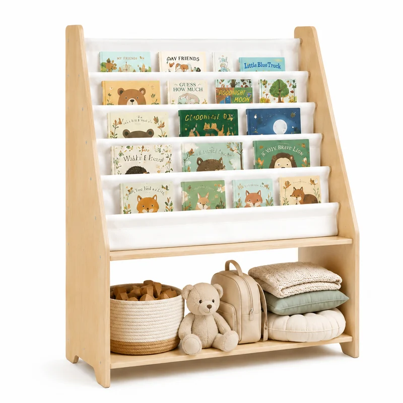 Montessori Bücherregal für Kinder aus Holz