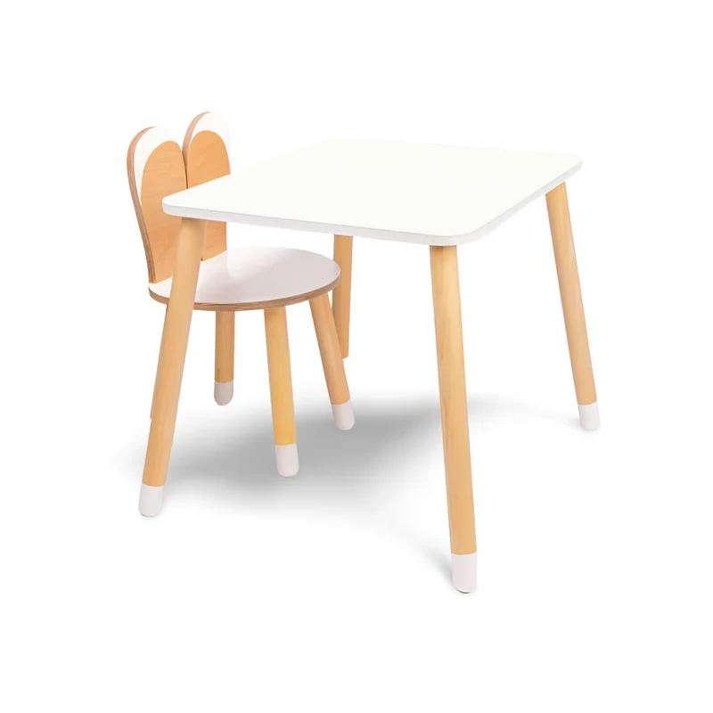 Montessori Kinder Tisch & Stuhl Set aus Holz – Bunny Design
