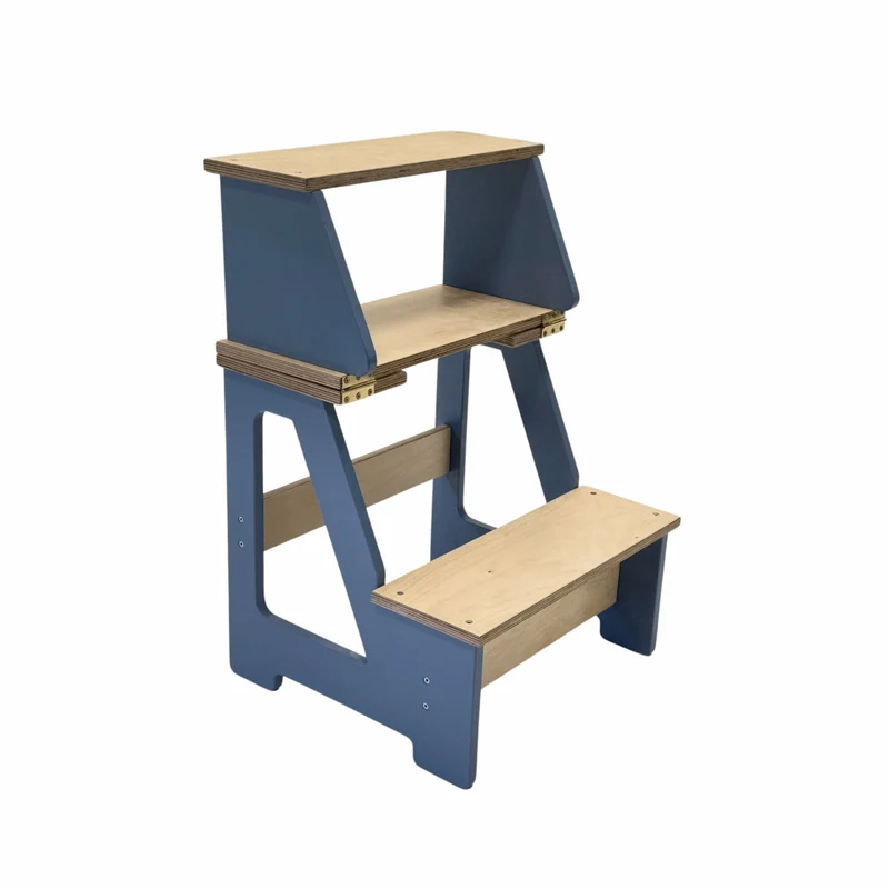 Montessori Klapp-Tritthocker aus Holz – 2-in-1 Kinderstuhl & Tritt