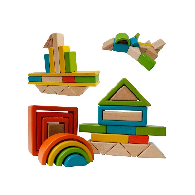 Montessori Holzbausteine Regenbogen Set