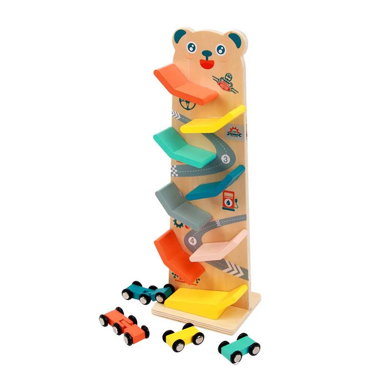 Montessori Rennbahn Bärchen – 4 Autos