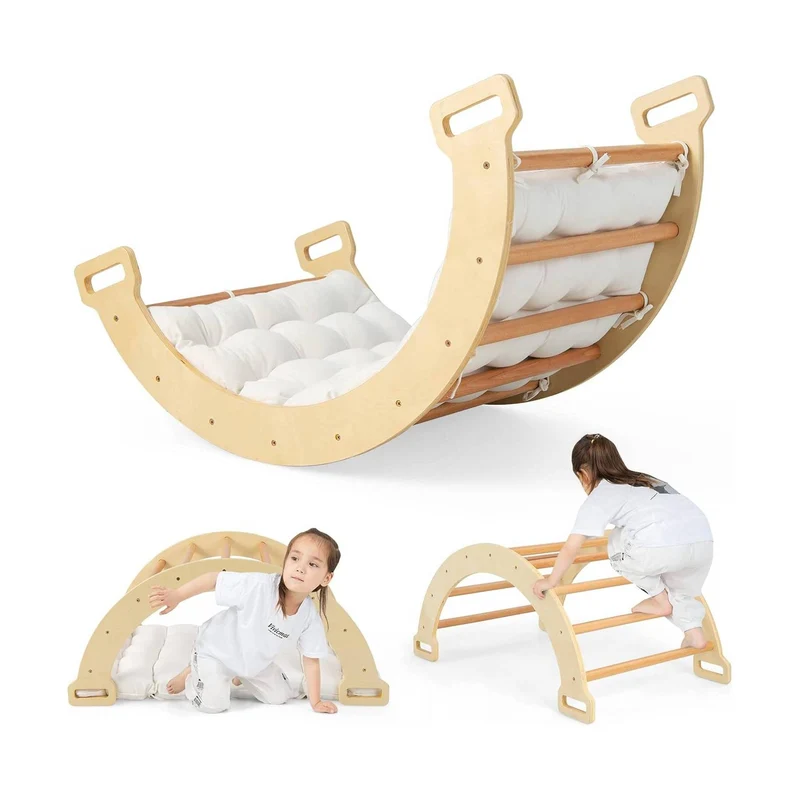 Montessori 3-in-1 Kletterbogen – Baby Gym & Schaukel (Mit Polster)