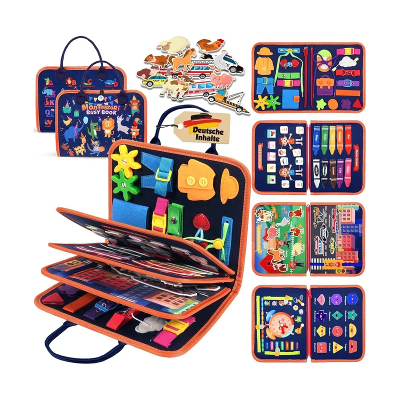 Montessori Busy Board/Quiet Book 8-seitig – Tierparty