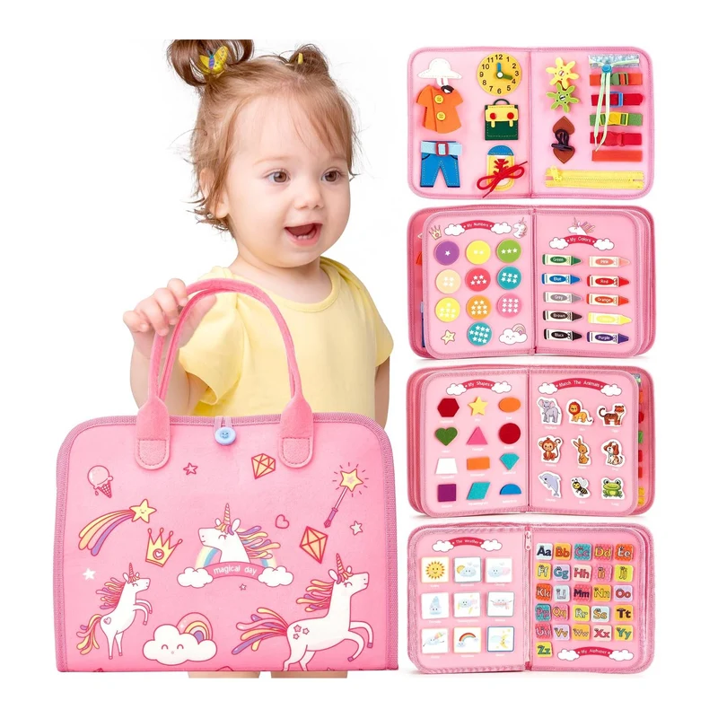 Montessori Busy Board/Quiet Book 8-seitig – Einhorn