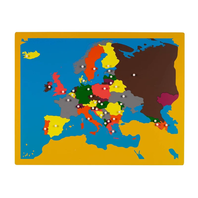 Montessori Europapuzzle Holz – Lernkarte mit 36 Ländern