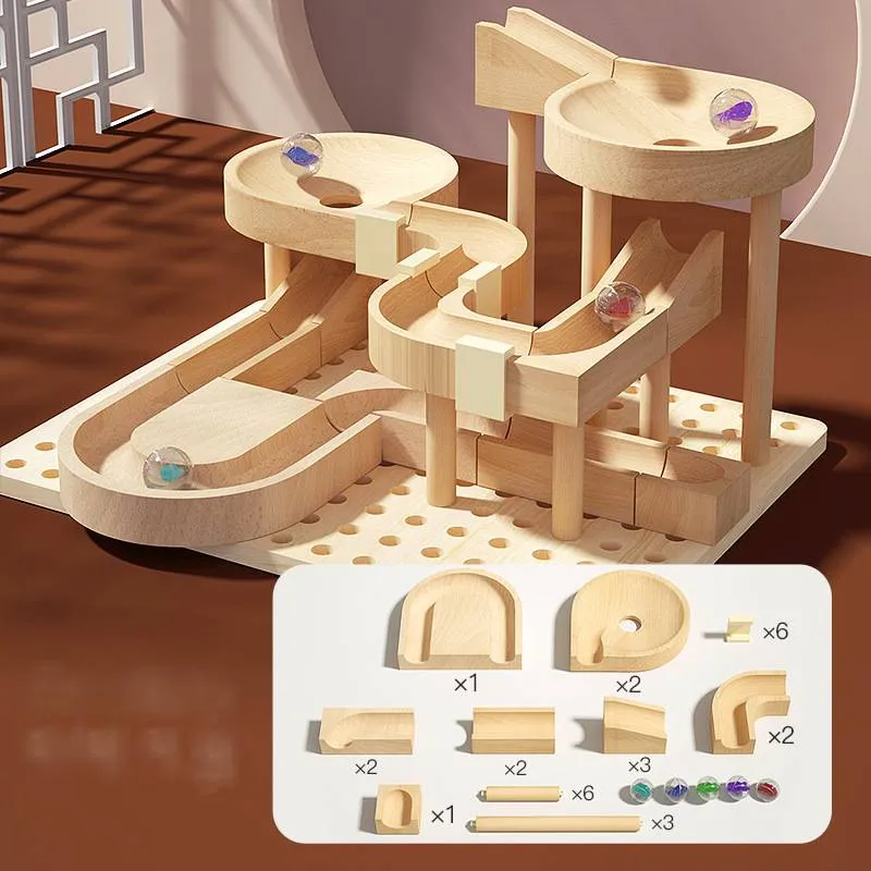 Montessori Murmelbahn Holz – Kreativer Konstruktions-Spaß