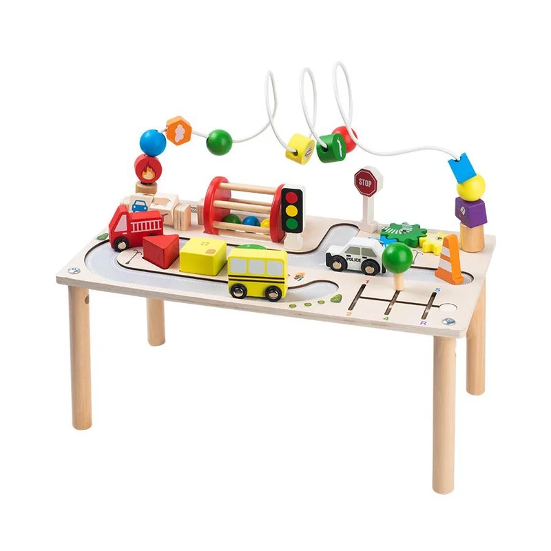 Montessori Spieltisch Holz – Motorik Busy Board & Kugelbahn