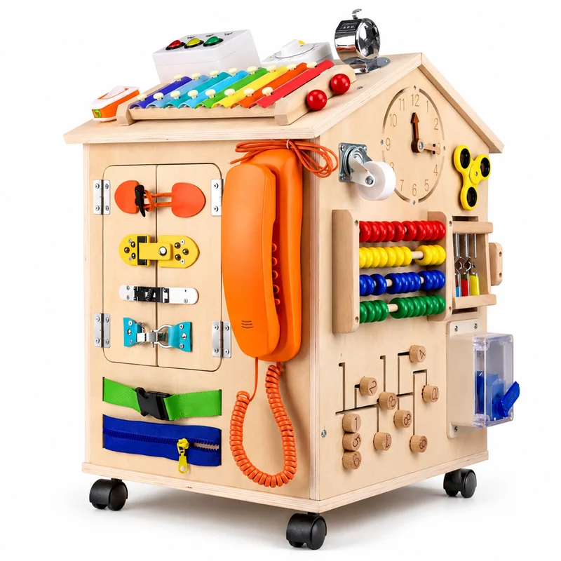 Montessori Busy House Deluxe – Groß & Mobil (Mit Rollen)