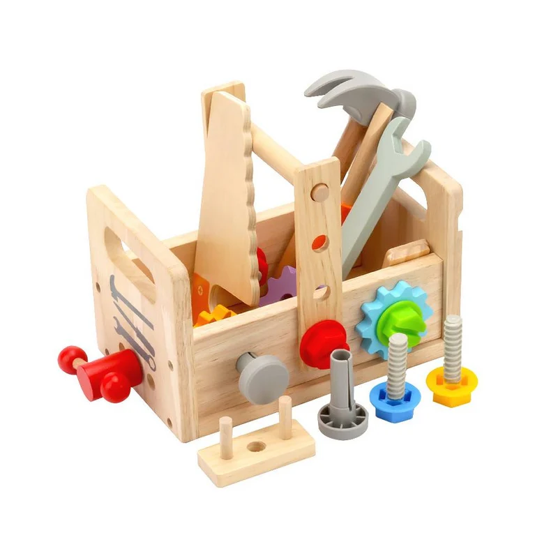 Montessori Werkzeugkasten Holz – Rollenspiel & Bau-Set