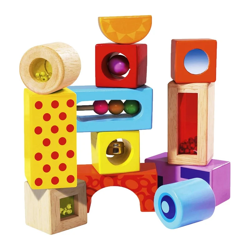 Sound Blocks 12 bunte Holzklötze, die Geräusche erzeugen