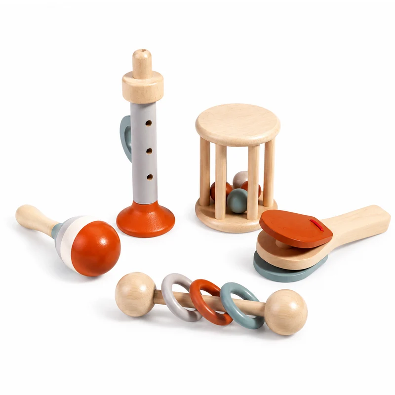 Montessori Musikspielzeug aus Holz – 5-teiliges Instrumente-Set