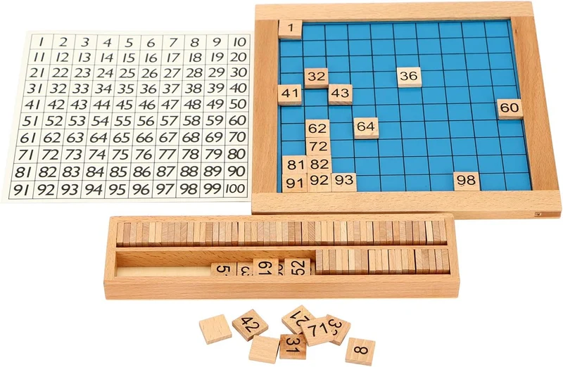 Montessori Zahlenbrett 1–100 aus Holz – Lernspiel für Zahlenverständnis & Logik