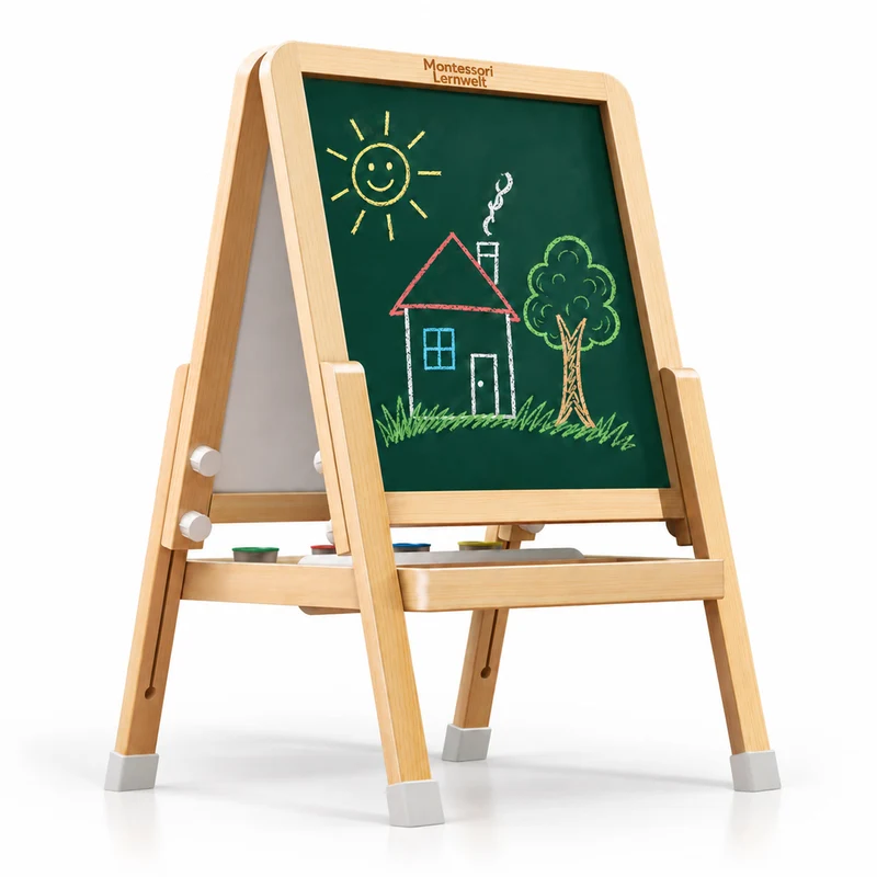 Montessori Kinder Staffelei aus Holz – doppelseitig