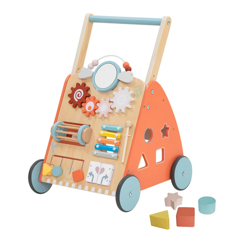 Montessori Schiebewagen aus Holz – 8-in-1 Spielzeug mit Spielelementen