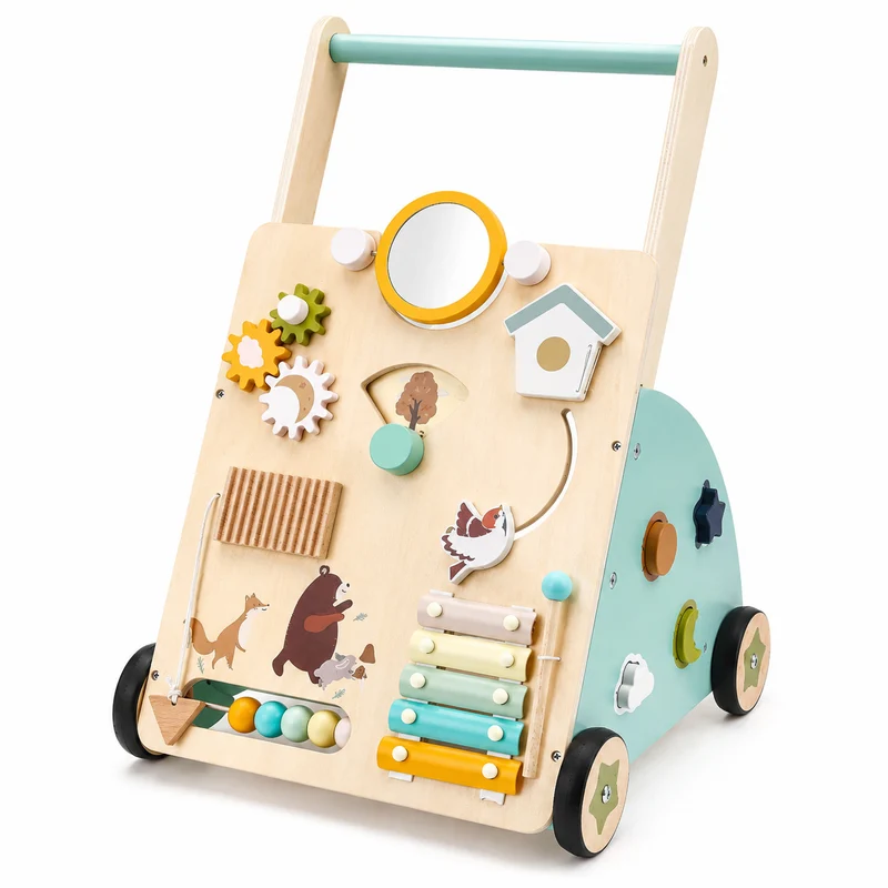 Montessori Lauflernwagen aus Holz – 10-in-1 Motorikwagen