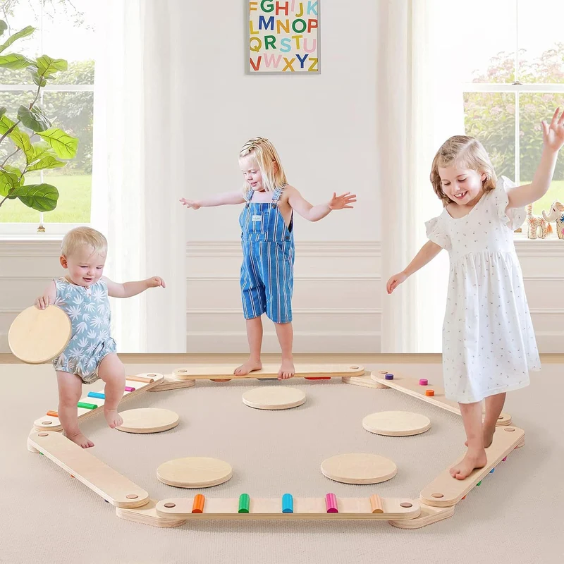 Montessori Balance Board Set – Taktile Laufstrecke für Kinder