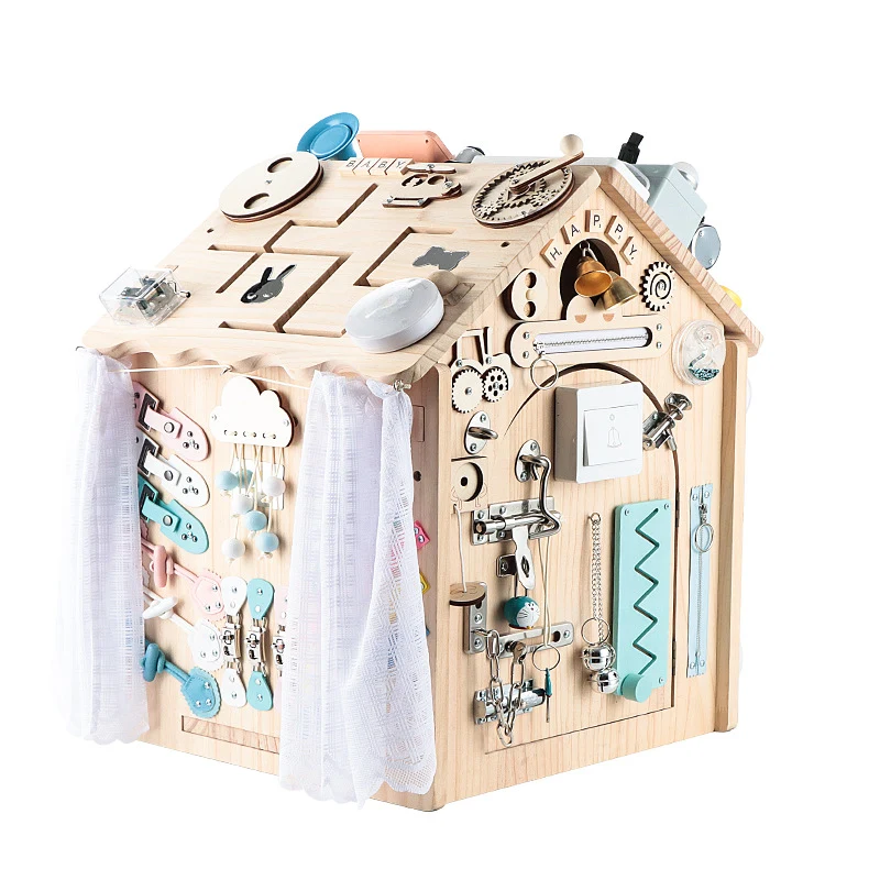 Montessori Holzspielzeug Busy House – Spielhaus für Kinder