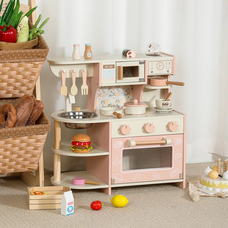 Kompakte Kinderküche aus Holz – Spielküche mit Kaffeemaschine & Zubehör