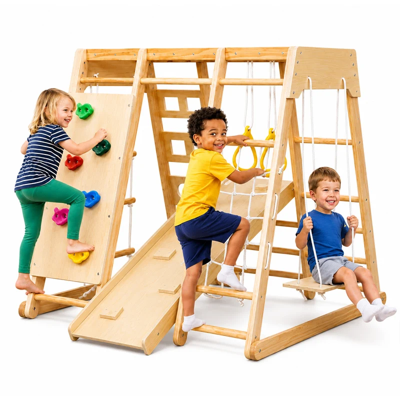 Montessori Klettergerüst Indoor mit Rutsche & Schaukel