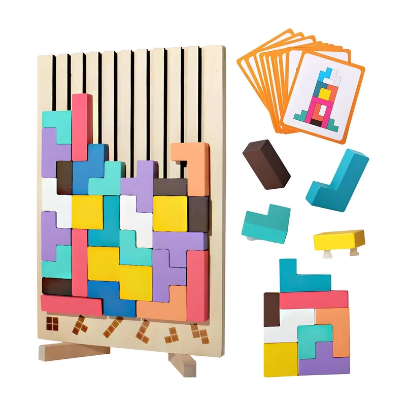 Montessori Tetris Holzpuzzle – Logikspiel ab 3 Jahren