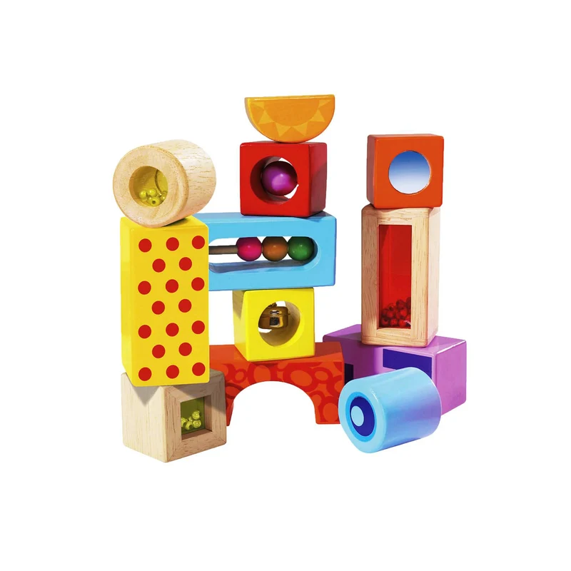 Montessori Klangbausteine aus Holz – 12 Sensorik-Bausteine ab 1 Jahr