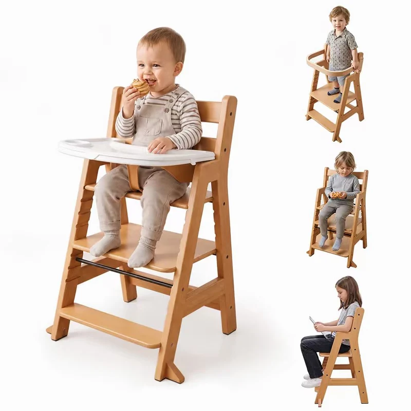 Montessori Hochstuhl Massivholz – Mitwachsend & 2-in-1 Lern- und Essstuhl