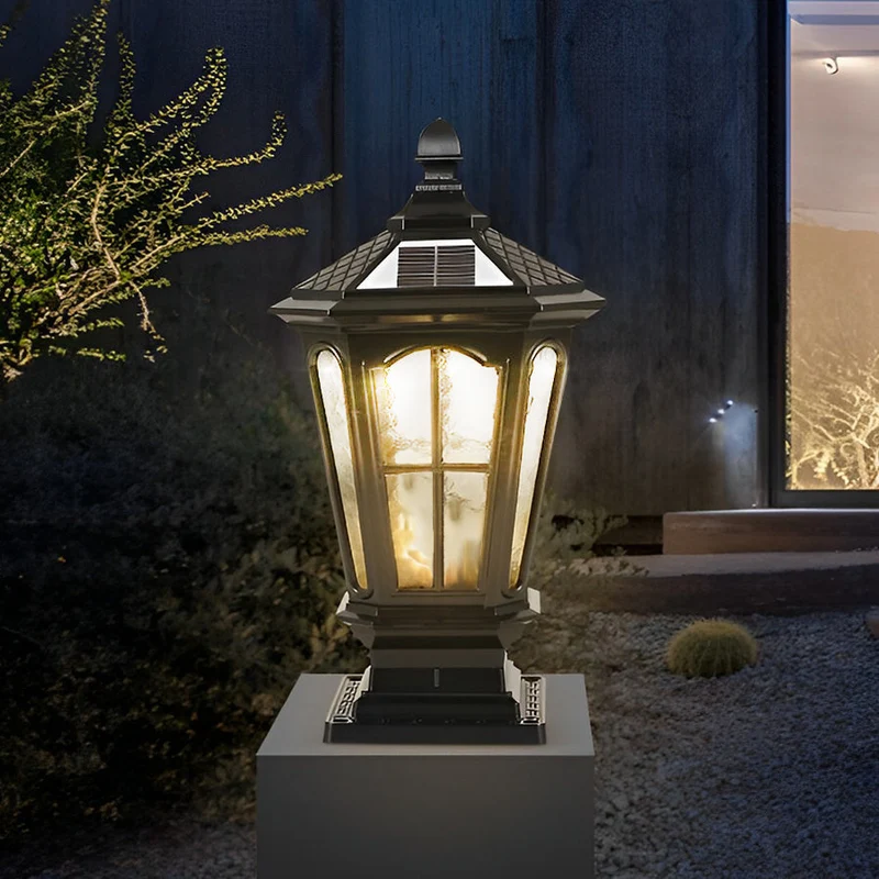 Utomhus Solar LED Svart Trädgårdspostljus