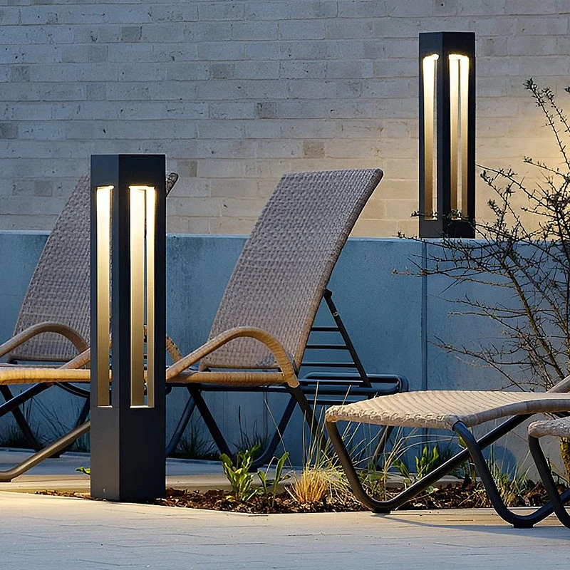 Utomhus LED Trädgård Stolplykta Svart Aluminium