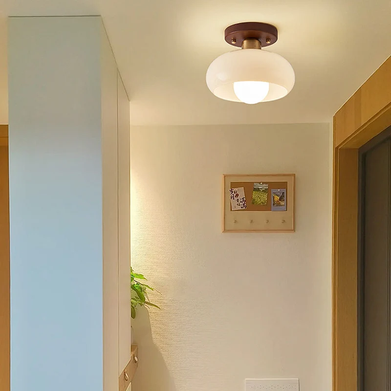 Glas Taklampa med trä för Hallway