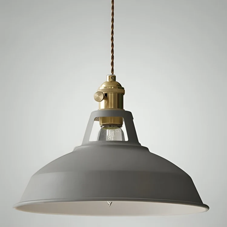 Industriell mässingshängande lampa med blå skärm