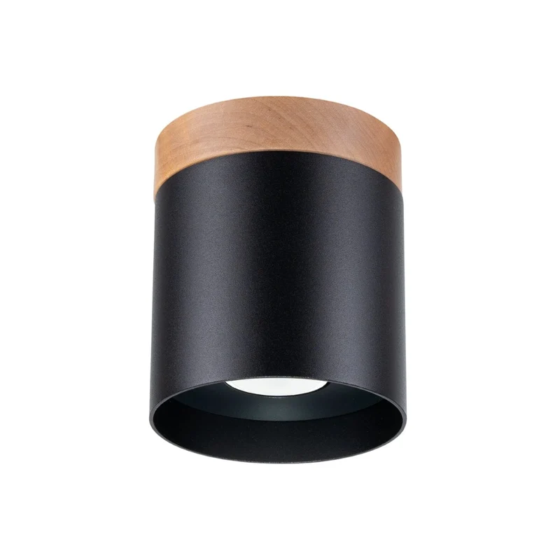 RIF Taklampa Svart - Elegant Design - Naturlig Träfinish - Mjuk LED-Belysning - Energibesparande - Idealisk för Vardagsrum och Kontor