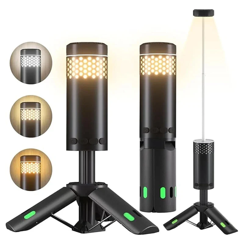 Genopladelig Bærbar LED Campinglampe med Stativ