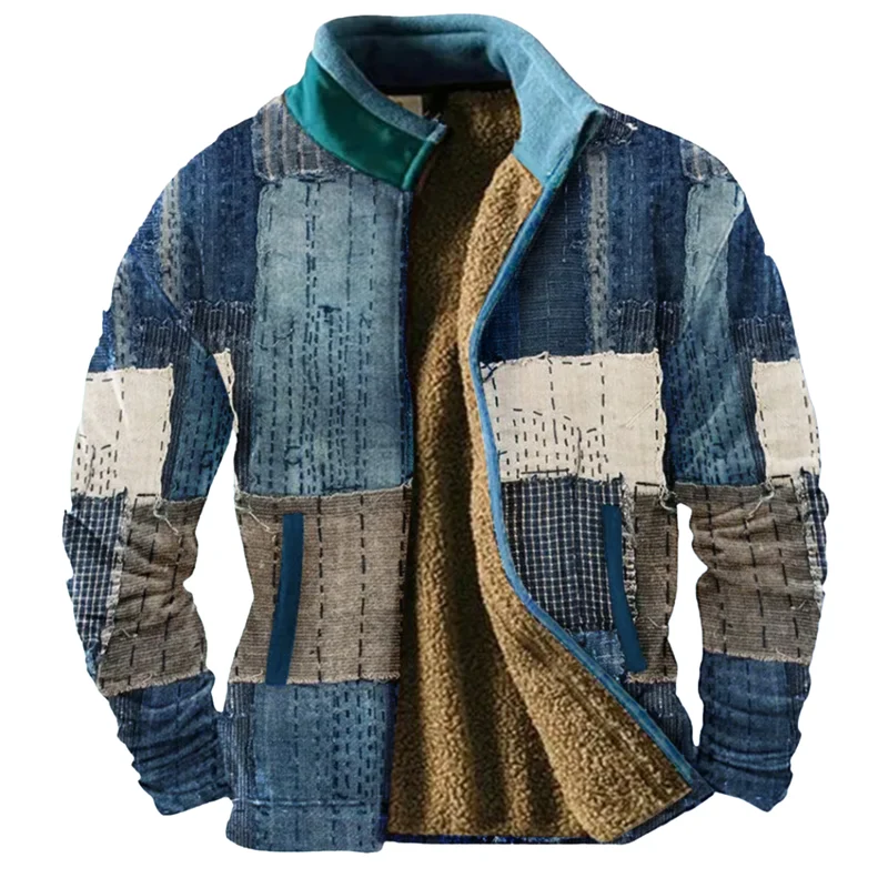 Stilren Vinter Cardigan med 3D Print til Mænd