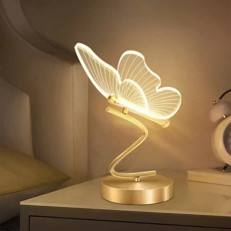 Skulpturel LED Bordlampe med Sommerfugleform – Stemningslys