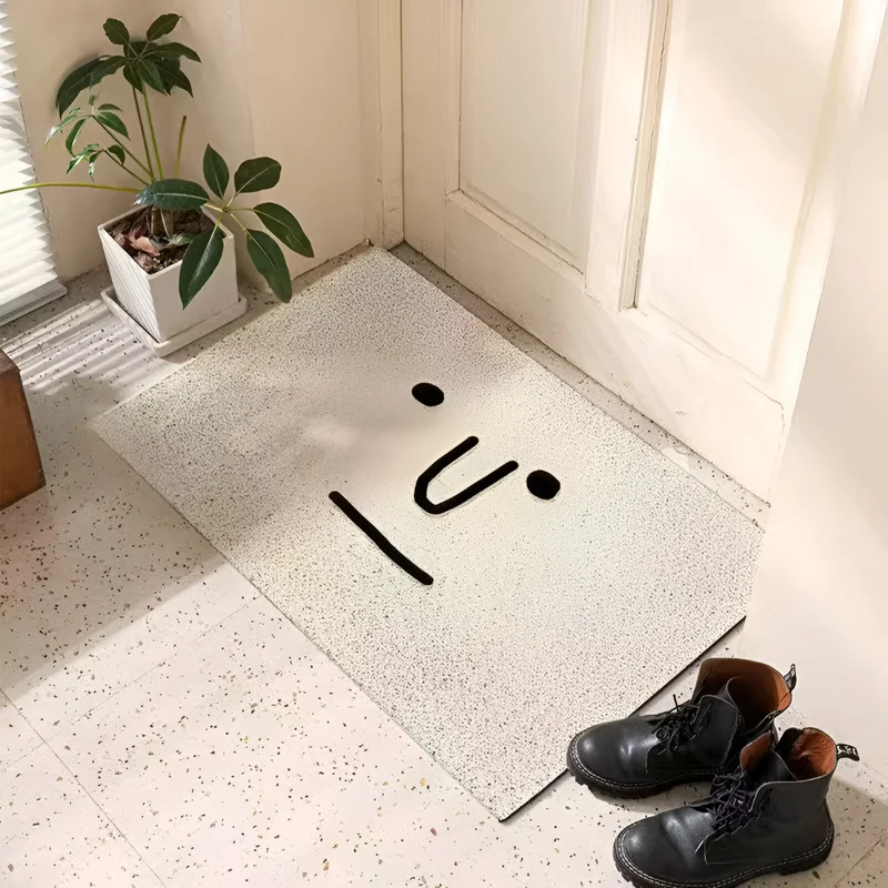 Skridsikker Smiley Dørmåtte – Vandabsorberende, Indendørs/Udendørs