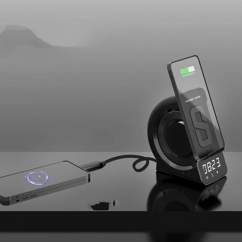Bærbar Bluetooth Højttaler med Alarm & Trådløs Opladning