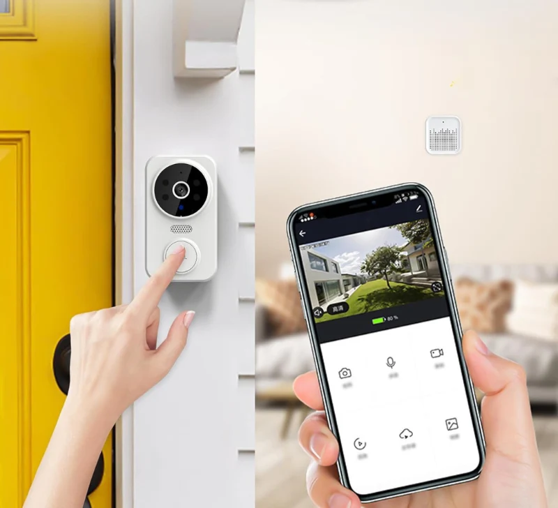 Smart Dørklokke med HD Kamera og Alarmfunktion