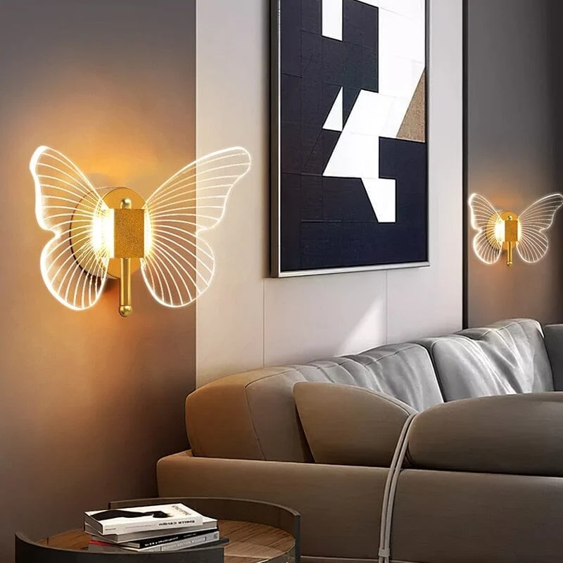 Elegant LED-væglampe i sommerfugleform til stemningslys