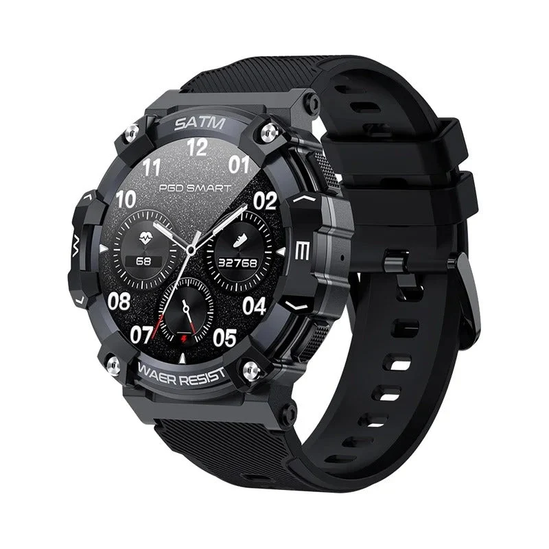 Robust smartwatch med militærdesign til udendørs aktiviteter