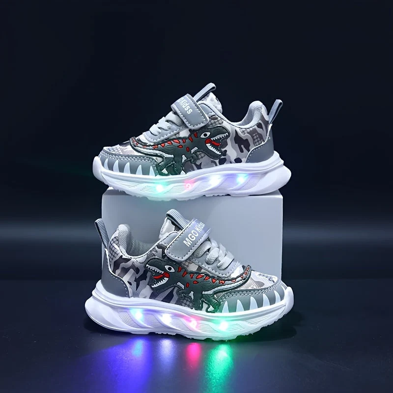 LED-sneakers til børn med dinosaur-design – sjovt og lyst til leg og eventyr