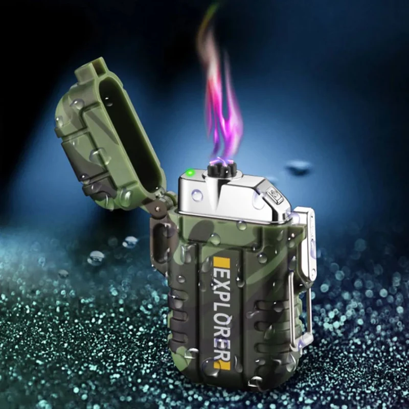 Elektrisk Dobbelt Bue Lighter | Genopladelig, Vindbestandig & Ideel til Camping og Udendørs Eventyr