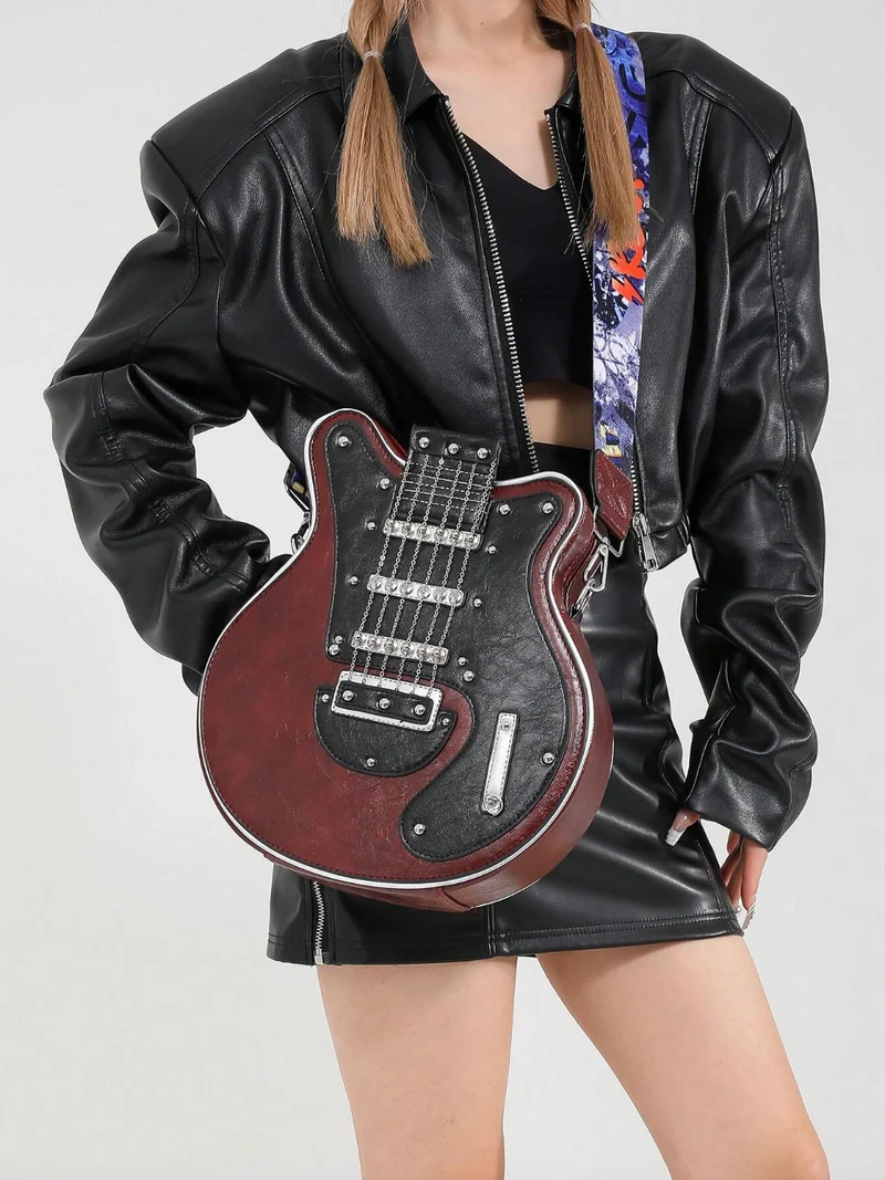 Rockstar - Vintage Retro Gitarr Crossbody Väska