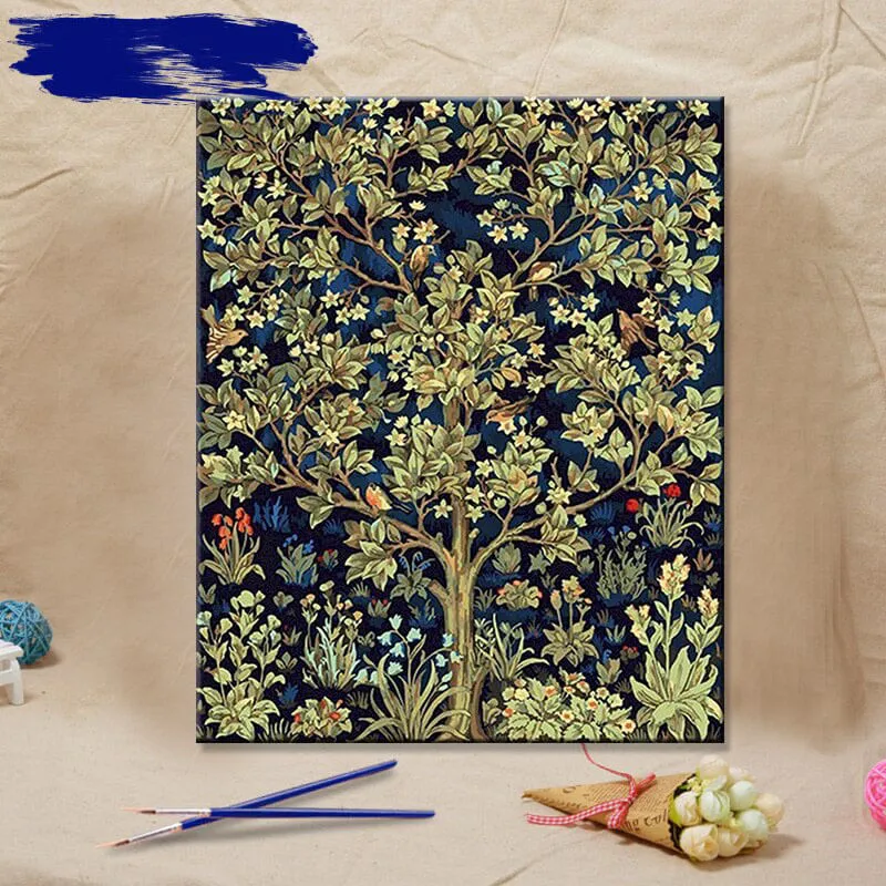 Green Tree Paint By Numbers-kit - Kreativitet för unga och gamla