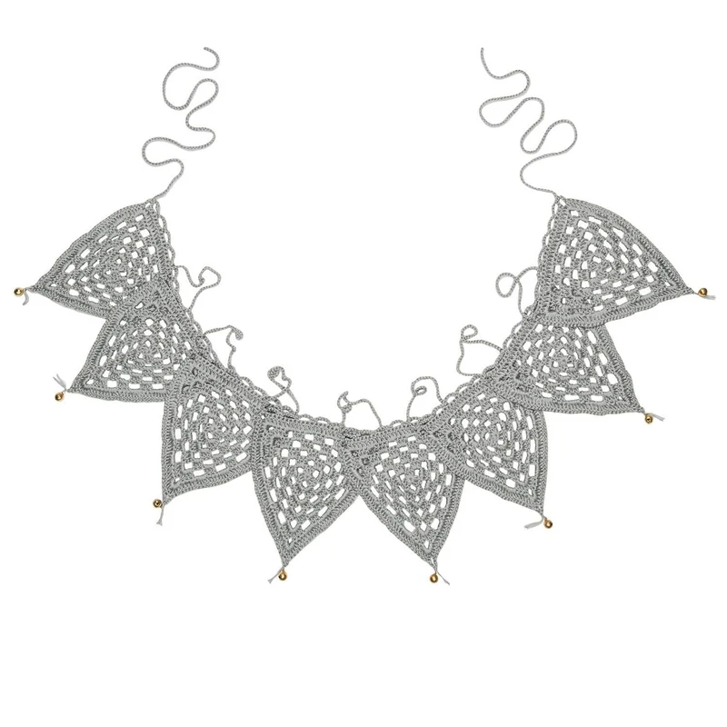 Numero 74 Bunting Garland Crochet Silver Grey