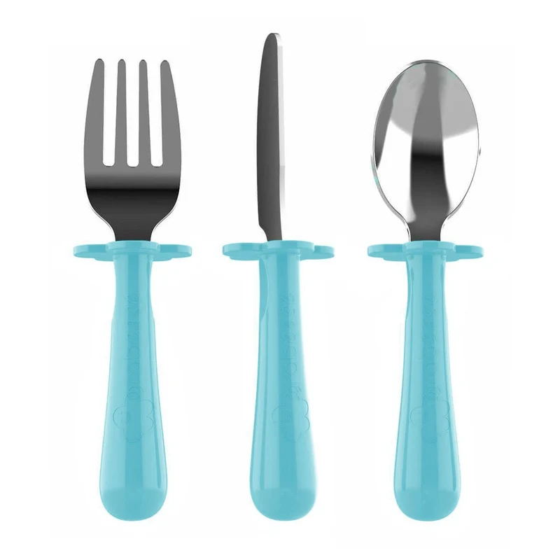 Grabease 3pc Stainless Steel Utensils - Teal (18M+)