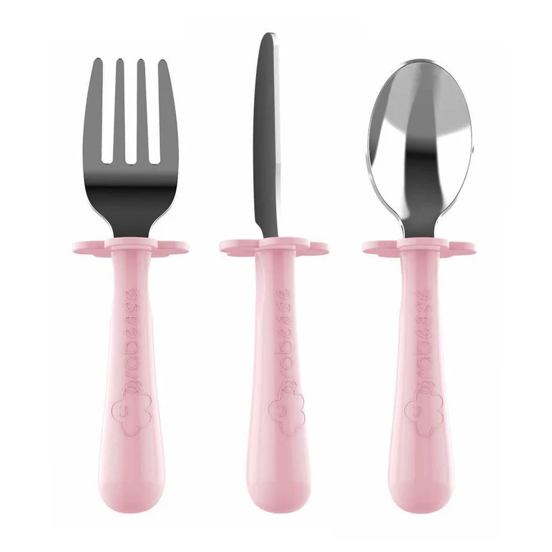 Grabease 3pc Stainless Steel Utensils - Blush (18M+)