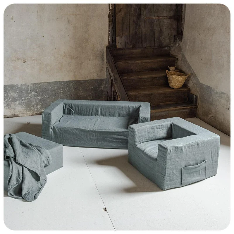 Maison Baba Baba Washed Linen Sofa Blue